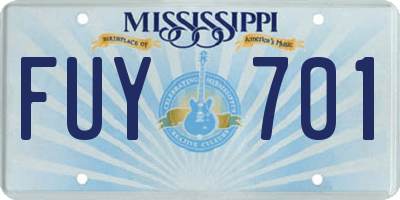 MS license plate FUY701