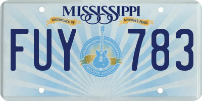 MS license plate FUY783