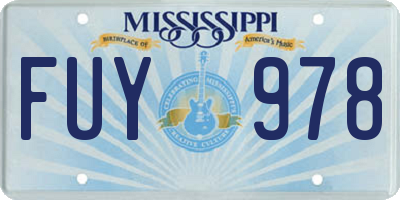 MS license plate FUY978