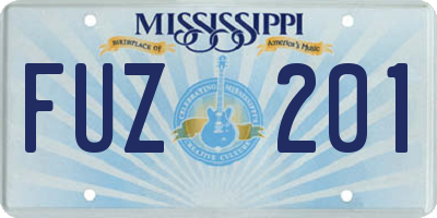 MS license plate FUZ201