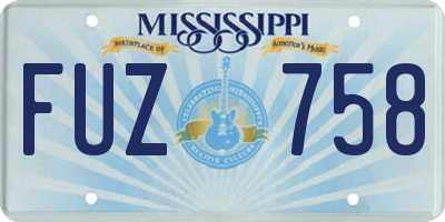 MS license plate FUZ758