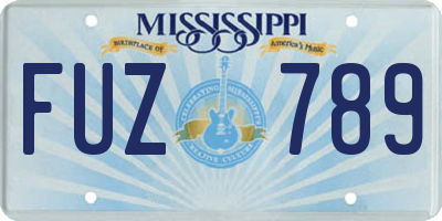 MS license plate FUZ789