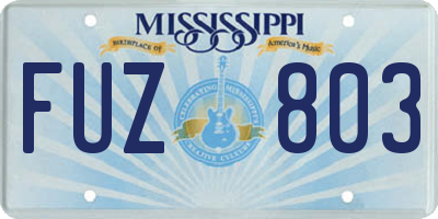 MS license plate FUZ803