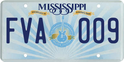 MS license plate FVA009