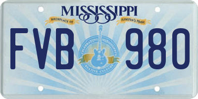 MS license plate FVB980