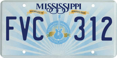 MS license plate FVC312