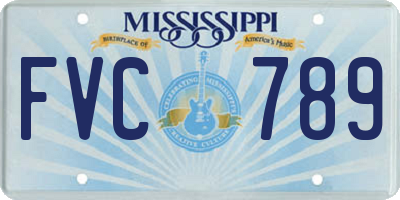 MS license plate FVC789
