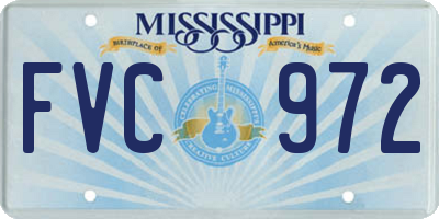 MS license plate FVC972