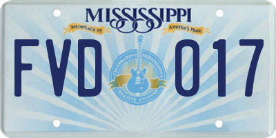 MS license plate FVD017