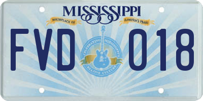 MS license plate FVD018