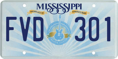 MS license plate FVD301