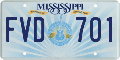 MS license plate FVD701