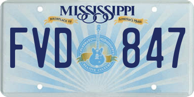 MS license plate FVD847