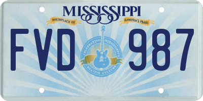 MS license plate FVD987