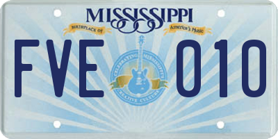 MS license plate FVE010