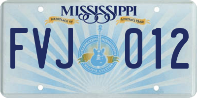 MS license plate FVJ012