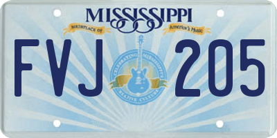 MS license plate FVJ205