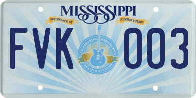MS license plate FVK003