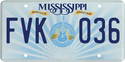 MS license plate FVK036