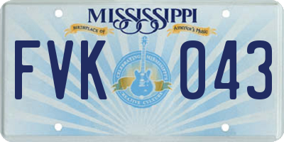 MS license plate FVK043