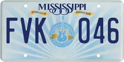 MS license plate FVK046