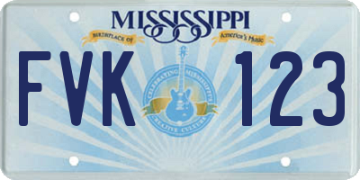 MS license plate FVK123
