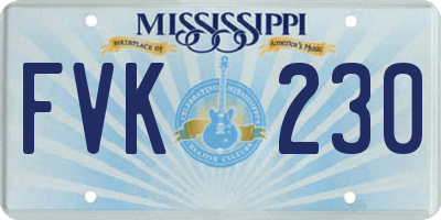 MS license plate FVK230