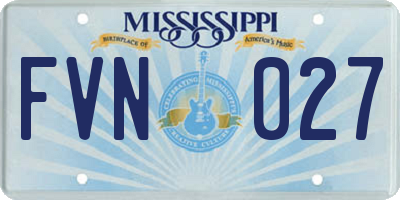 MS license plate FVN027