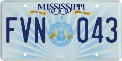 MS license plate FVN043
