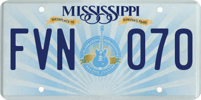MS license plate FVN070