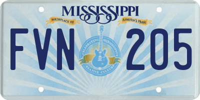 MS license plate FVN205