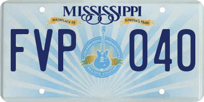 MS license plate FVP040