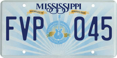 MS license plate FVP045