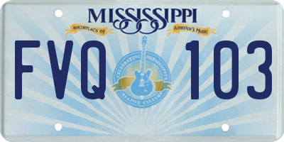 MS license plate FVQ103