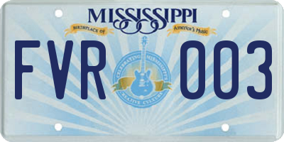 MS license plate FVR003