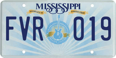 MS license plate FVR019