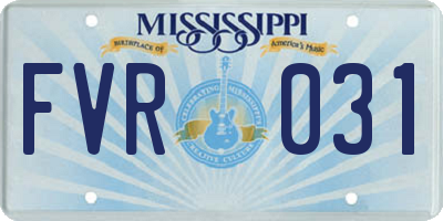 MS license plate FVR031