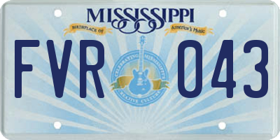 MS license plate FVR043