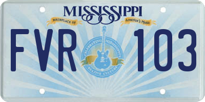 MS license plate FVR103