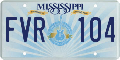 MS license plate FVR104