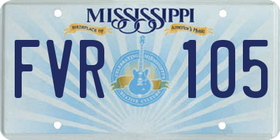 MS license plate FVR105