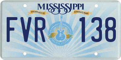 MS license plate FVR138