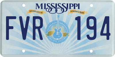 MS license plate FVR194