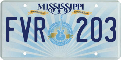 MS license plate FVR203