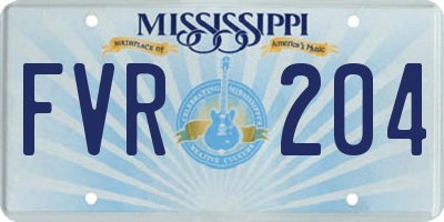 MS license plate FVR204
