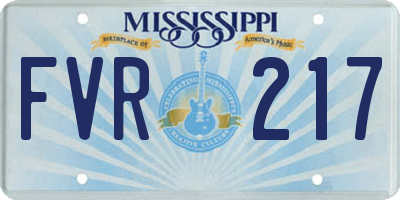 MS license plate FVR217