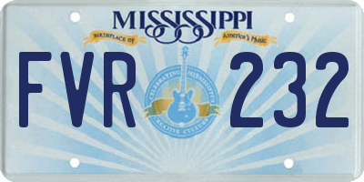 MS license plate FVR232