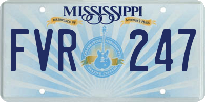 MS license plate FVR247