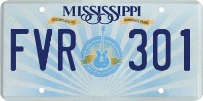 MS license plate FVR301
