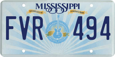 MS license plate FVR494